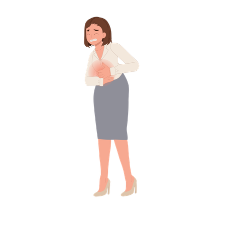 Menina sofre de dor intensa no estômago  Illustration