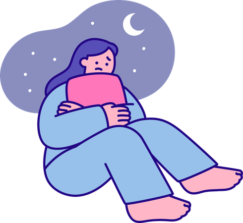 Menina sofre com noites sem dormir  Ilustração