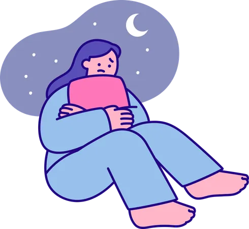 Menina sofre com noites sem dormir  Ilustração