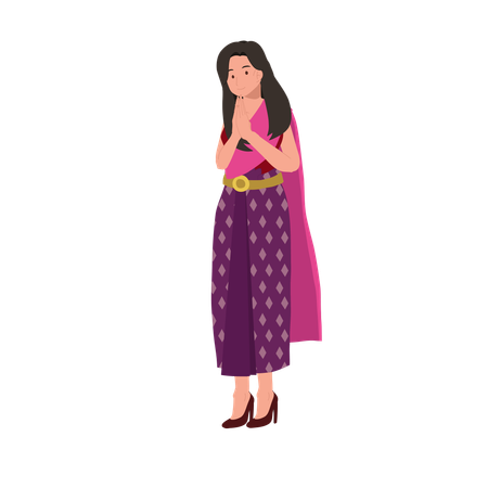 Menina tailandesa saudação obrigado  Ilustração