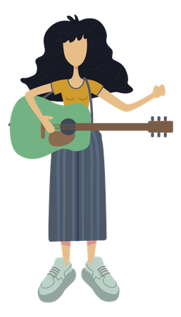 Menina tocando guitarra  Ilustração