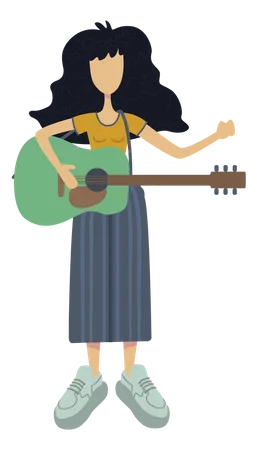 Menina tocando guitarra  Ilustração