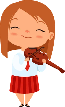 Menina tocando violino  Ilustração