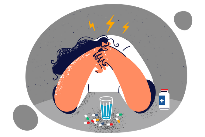 Menina tomando remédio  Ilustração