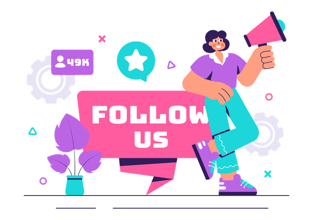 Menina trabalhando em campanha de mídia social  Illustration