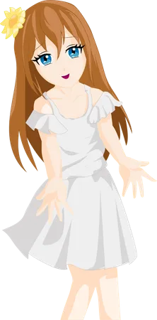 Menina usando vestido branco  Ilustração