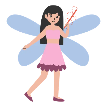 Menina usando vestido Pixie Dust  Ilustração