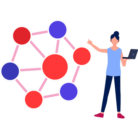 Menina verificando reação química  Ilustração