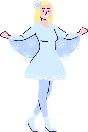 Garota vestida com fantasia de floco de neve  Ilustração