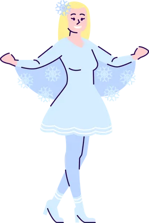 Garota vestida com fantasia de floco de neve  Ilustração