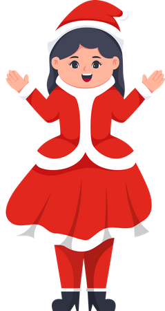 Menina vestindo fantasia de Papai Noel  Ilustração