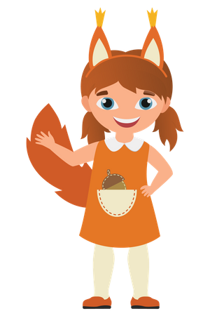 Garota vestindo fantasia de raposa  Ilustração