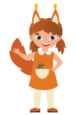 Garota vestindo fantasia de raposa  Ilustração