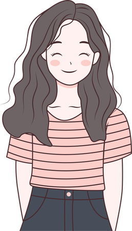 Menina vestindo roupas casuais e sorrindo  Ilustração