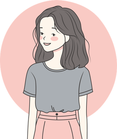 Menina vestindo roupas casuais e sorrindo  Ilustração