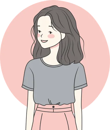 Menina vestindo roupas casuais e sorrindo  Ilustração