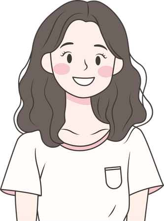 Menina vestindo roupas casuais e sorrindo  Ilustração