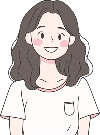 Menina vestindo roupas casuais e sorrindo  Ilustração