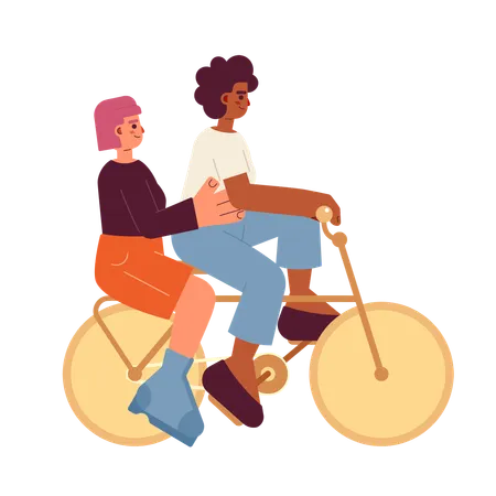 Meninas andando de bicicleta  Ilustração