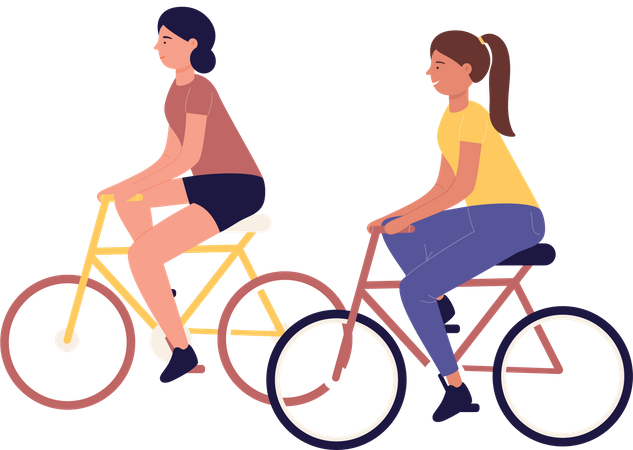 Meninas andando de bicicleta  Ilustração