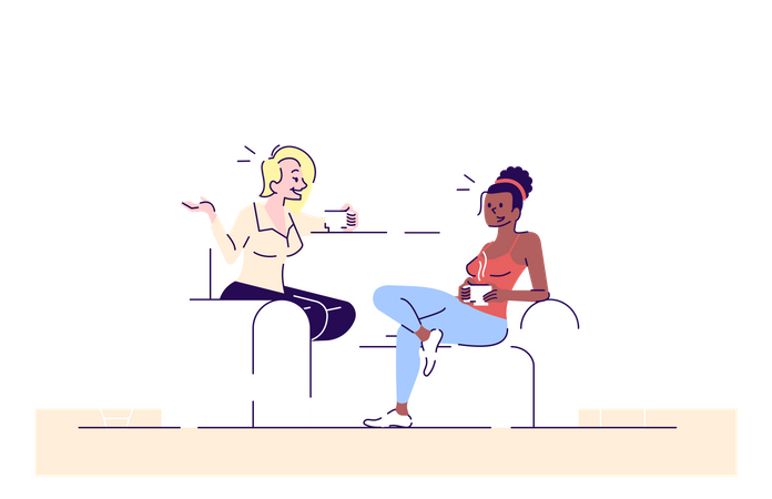 Meninas bebendo bebida em casa  Ilustração