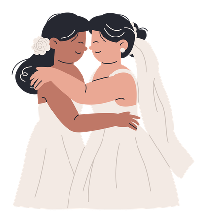 Casamento de meninas  Ilustração