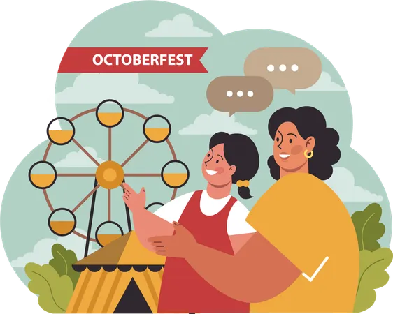 Meninas aproveitando a oktoberfest  Ilustração