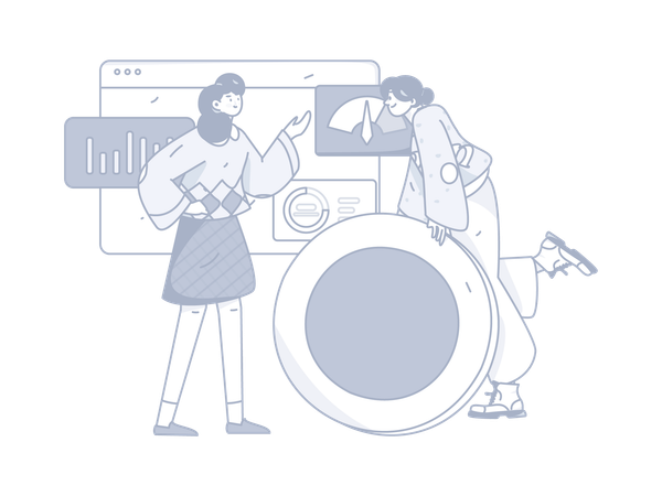 Meninas discutem sobre desempenho empresarial  Ilustração
