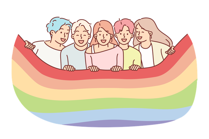 As meninas estão simbolizando LGBT  Ilustração