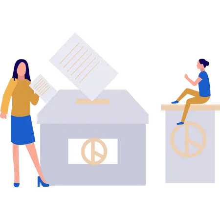 Meninas estão em votação eleitoral  Ilustração