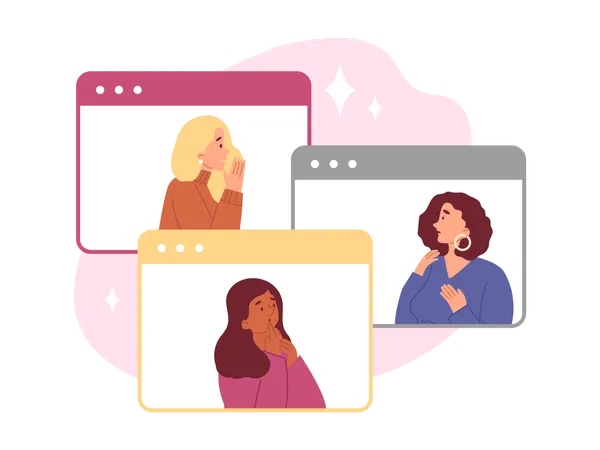 Meninas fazendo fofoca online  Ilustração