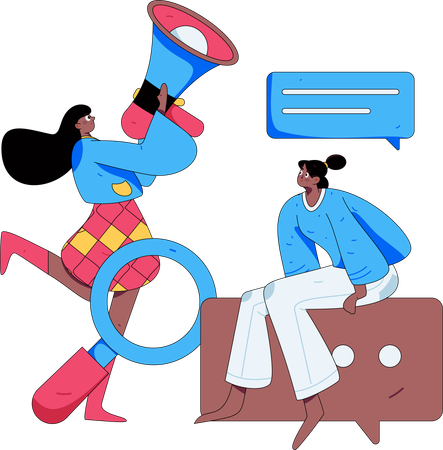 Meninas fazendo pesquisa de marketing  Illustration