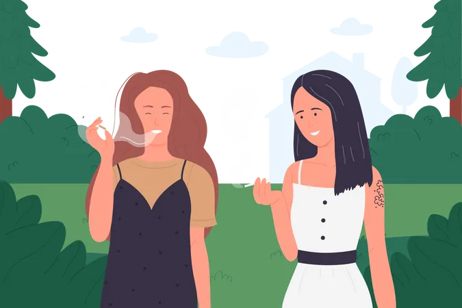 Meninas fumando  Ilustração