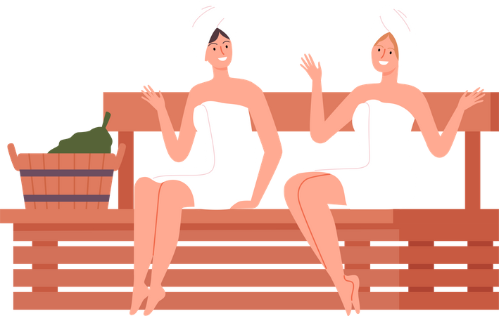 Meninas na sauna  Ilustração