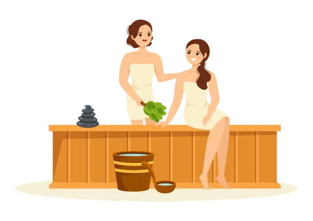 Meninas na sauna  Ilustração