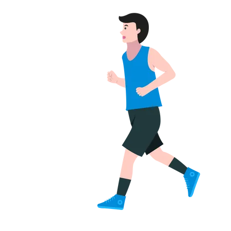 Menino adolescente pratica corrida ao ar livre  Ilustração
