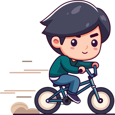 Menino andando de bicicleta  Ilustração