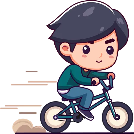 Menino andando de bicicleta  Ilustração