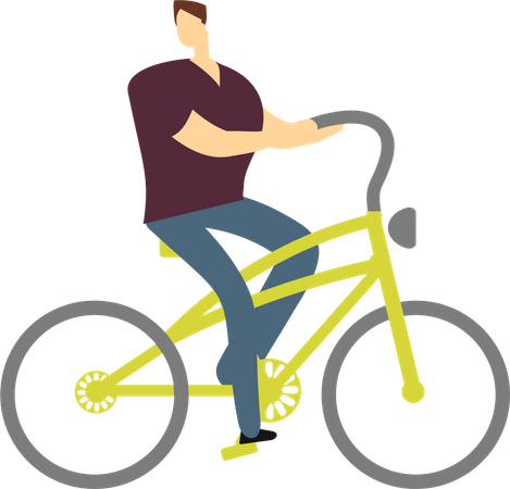 Menino andando de bicicleta  Ilustração