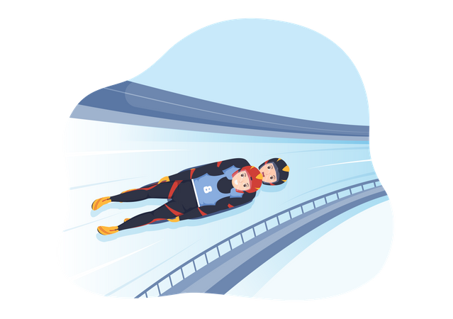Menino andando de trenó  Ilustração