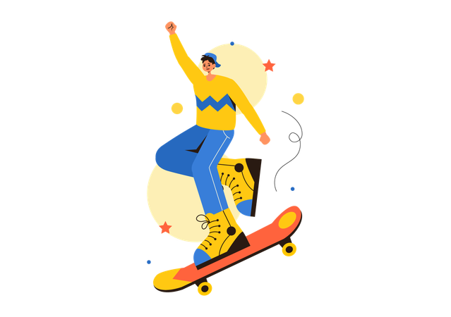 Menino andando de skate  Ilustração