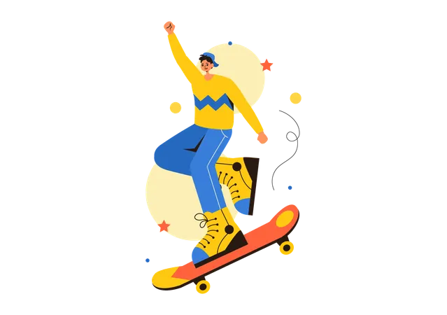 Menino andando de skate  Ilustração