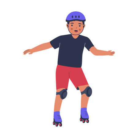 Menino andando de patinação  Ilustração