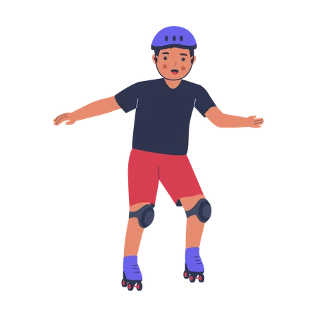 Menino andando de patinação  Ilustração