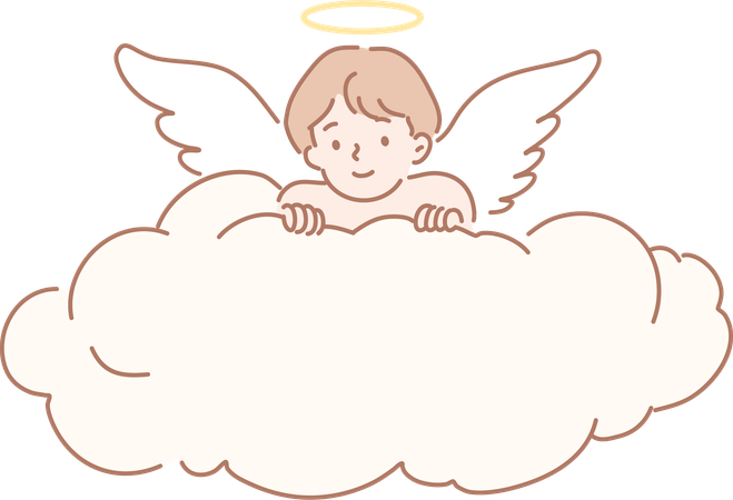 O menino anjo está espiando  Ilustração