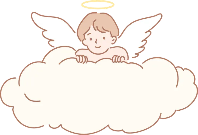 O menino anjo está espiando  Ilustração