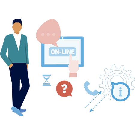 Menino apresentando publicidade online  Illustration