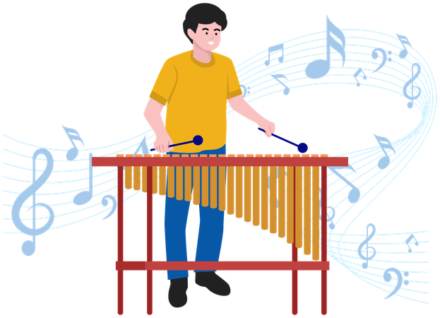 Menino tocando Marimba  Ilustração