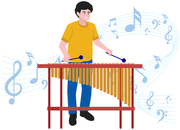 Menino tocando Marimba  Ilustração