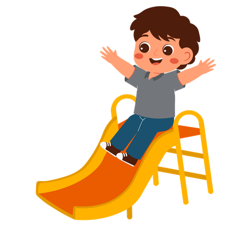 Menino brincando no playground  Ilustração